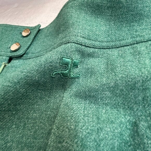 Vintage Courrèges Paris Womens Green Wool Blend High Waist Trousers Pants Size C - Picture 7 of 9